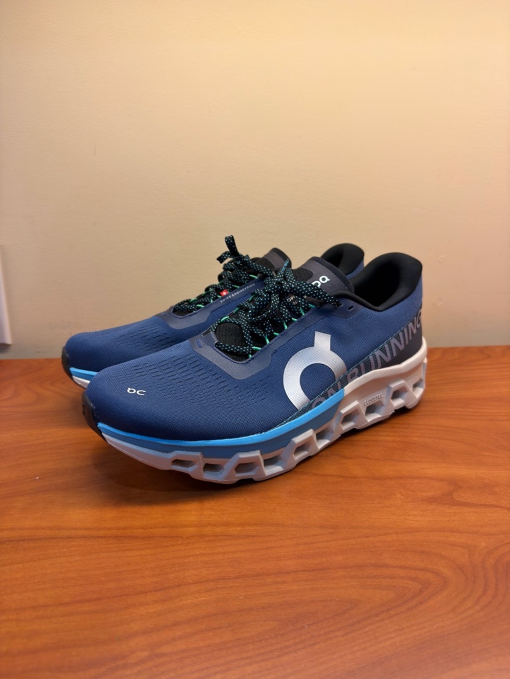 On Running Men’s Cloudmonster Sneakers - Navy Blue with Light Blue Accents